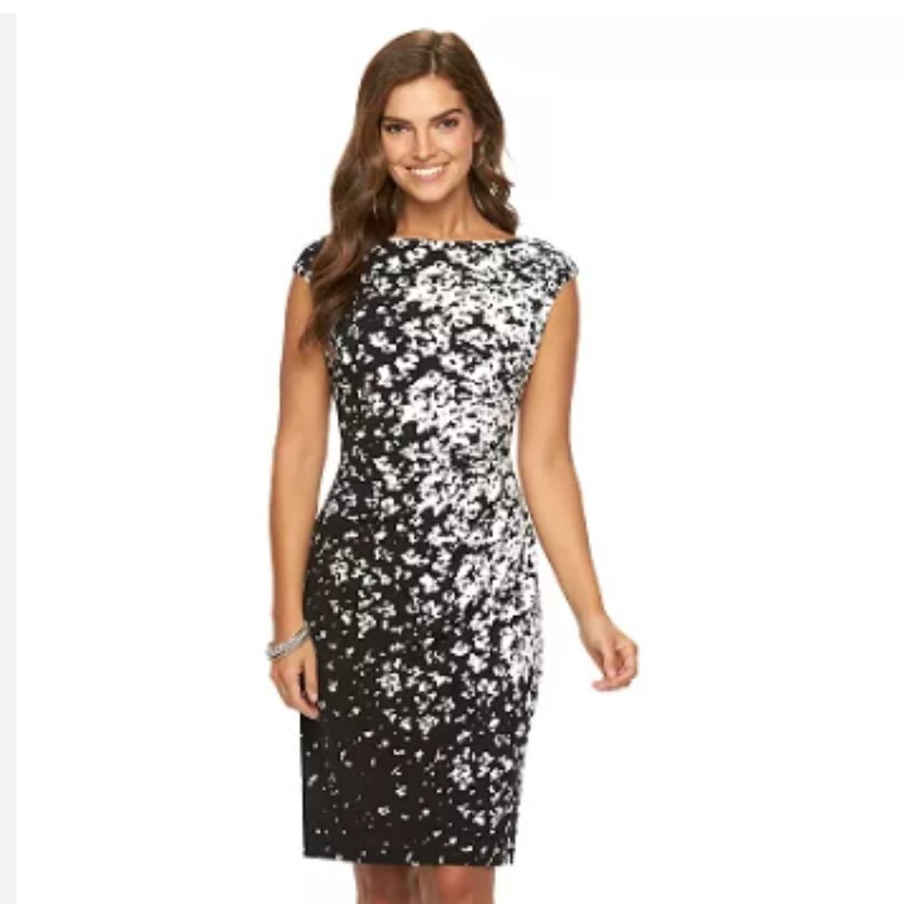 Chaps Jersey Dress Ruching Silhouette Classic Chic